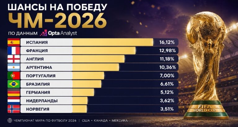 Кто выиграет ЧМ-2026: фавориты турнира, прогнозы и коэффициенты букмекеров